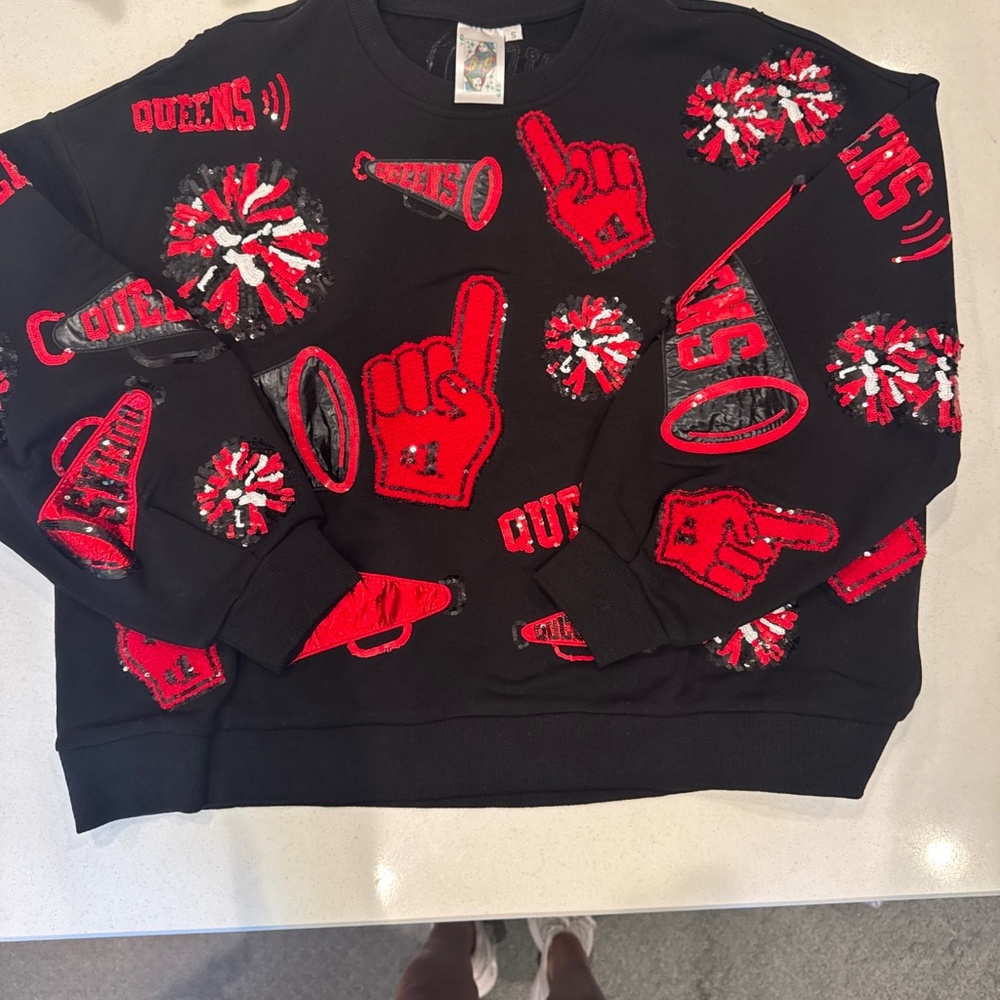 Queen of Sparkles Cheer Sweatshirt black and red